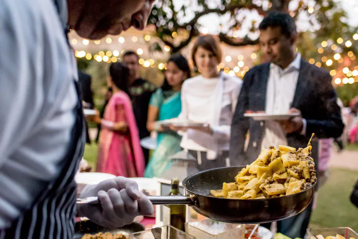 Live cooking stations add a touch of excitement