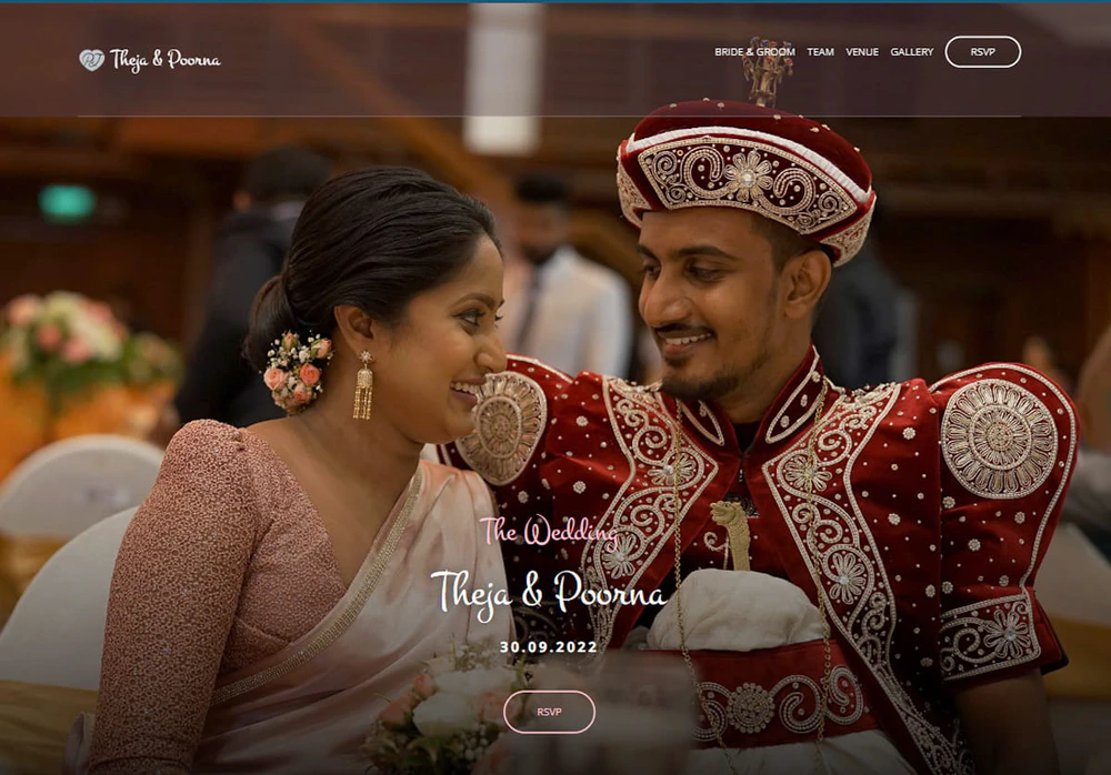 Poorna & Theja Wedding website ipad view